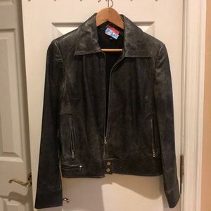 Distressed black David Meister  leather jacket